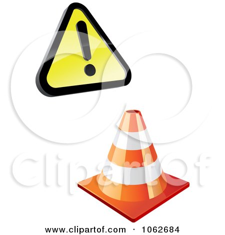 Clipart Construction Cone And Warning Sign Digital Collage - Royalty Free Vector Illustration by Vector Tradition SM