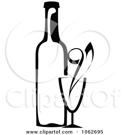 Clipart Wine In Black And White - Royalty Free Vector Illustration by Vector Tradition SM