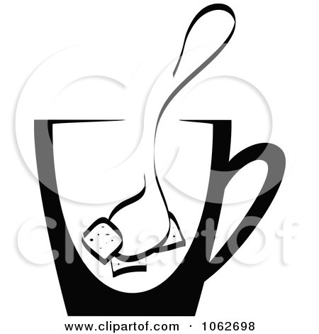 Clipart Cup Of Tea In Black And White - Royalty Free Vector Illustration by Vector Tradition SM
