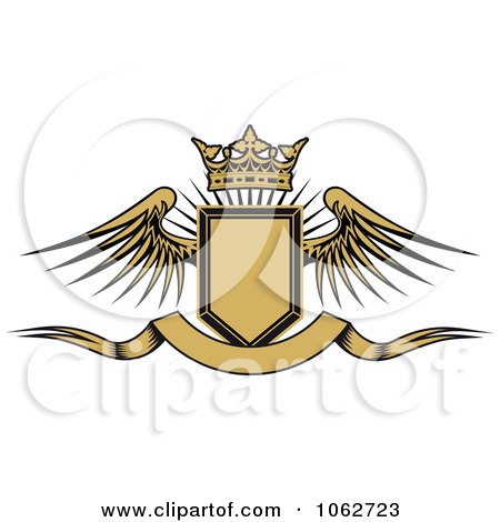 Clipart Crowned Winged Shield And Banner 3 - Royalty Free Vector Illustration by Vector Tradition SM