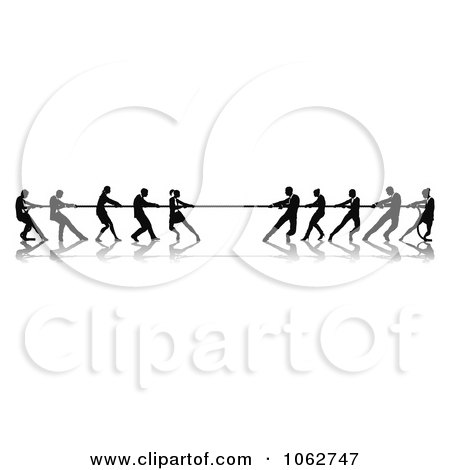 Clipart Silhouetted Tug Of War Business Teams - Royalty Free Vector Illustration by AtStockIllustration
