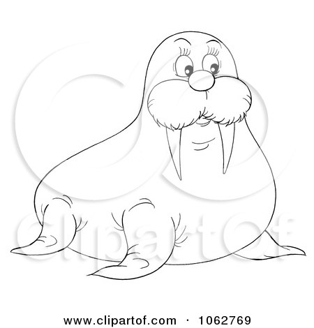 Clipart Outlined Walrus - Royalty Free Illustration by Alex Bannykh