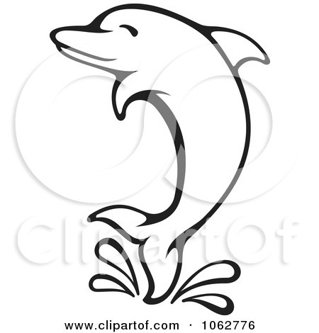 Clipart Splashing Dolphin Outline - Royalty Free Vector Illustration by Any Vector