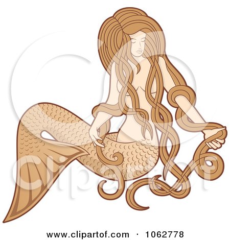 Clipart Mermaid With Long Hair - Royalty Free Vector Illustration by Any Vector