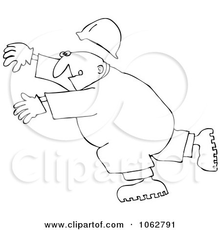 Clipart Outlined Worker Tripping - Royalty Free Vector Illustration by djart