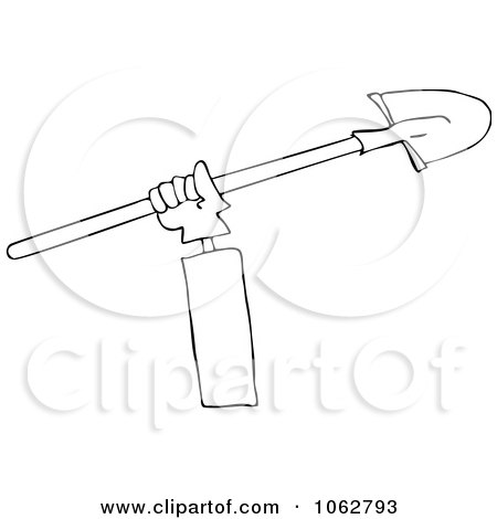 Clipart Outlined Trench Worker's Hand And Shovel - Royalty Free Vector Illustration by djart