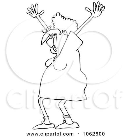 Clipart Outlined Scared Woman Screaming - Royalty Free Vector Illustration by djart