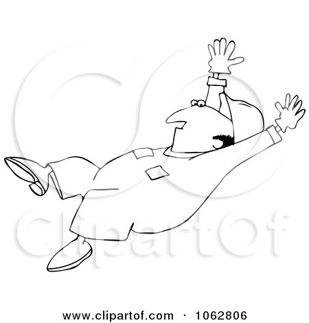 Clipart Outlined Worker Falling - Royalty Free Vector Illustration by djart