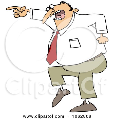 Clipart Mad Businessman Pointing - Royalty Free Vector Illustration by djart