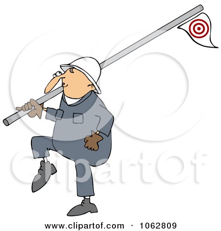 Clipart Worker Carrying A Pipe - Royalty Free Vector Illustration by djart
