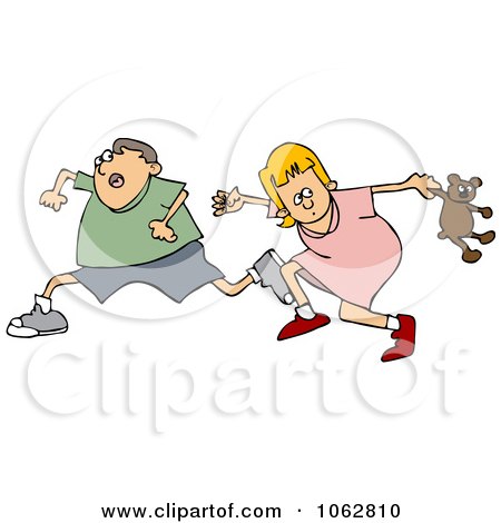Clipart Scared Boy And Girl Running - Royalty Free Vector Illustration by djart