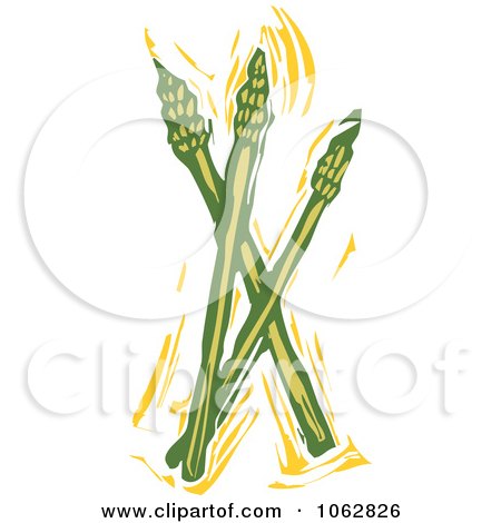 Clipart Woodcut Styled Asparagus - Royalty Free Vector Illustration by xunantunich