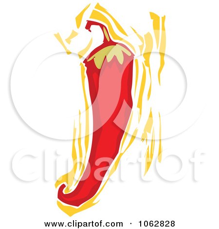 Clipart Woodcut Styled Chili Pepper - Royalty Free Vector Illustration by xunantunich