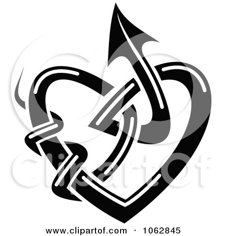 Clipart Tribal Heart Black And White 1 - Royalty Free Vector Illustration by Vector Tradition SM