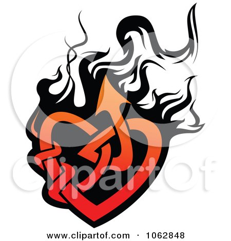 Clipart Tribal Heart With Flames 3 - Royalty Free Vector Illustration by Vector Tradition SM