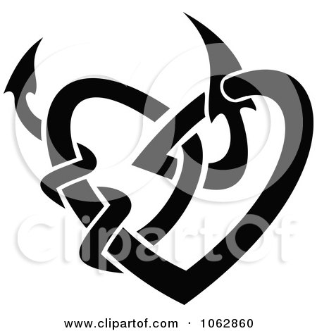 Clipart Tribal Heart Black And White 2 - Royalty Free Vector Illustration by Vector Tradition SM