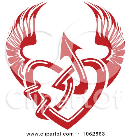 Clipart Winged Red Tribal Heart 2 - Royalty Free Vector Illustration by Vector Tradition SM