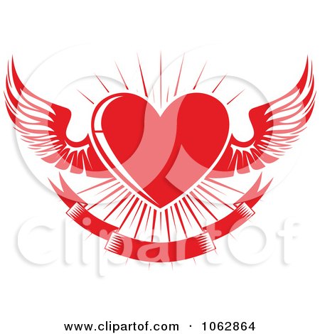 Clipart Red Winged Heart And Banner - Royalty Free Vector Illustration by Vector Tradition SM