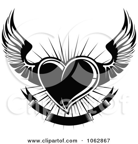 Clipart Black Winged Heart And Banner 2 - Royalty Free Vector Illustration by Vector Tradition SM