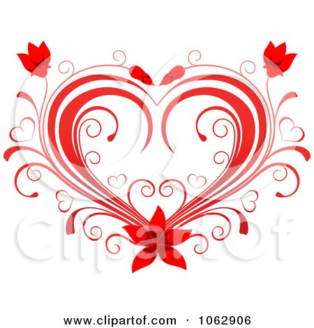 Clipart Floral Red Heart 14 - Royalty Free Vector Illustration by Vector Tradition SM