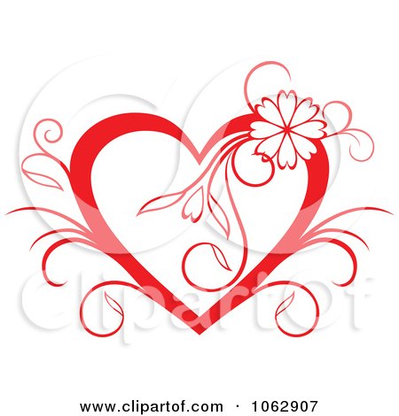 Clipart Floral Red Heart 6 - Royalty Free Vector Illustration by Vector Tradition SM