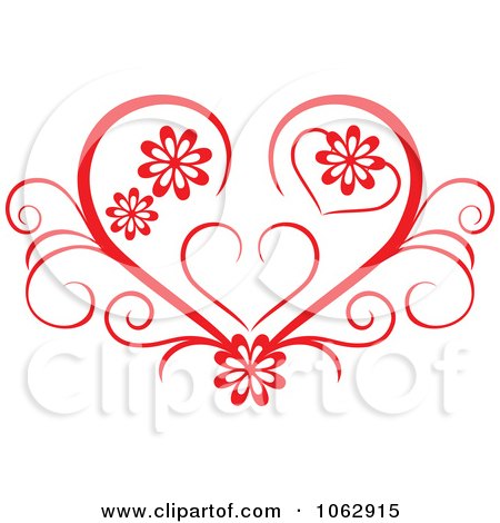 Clipart Floral Red Heart 7 - Royalty Free Vector Illustration by Vector Tradition SM