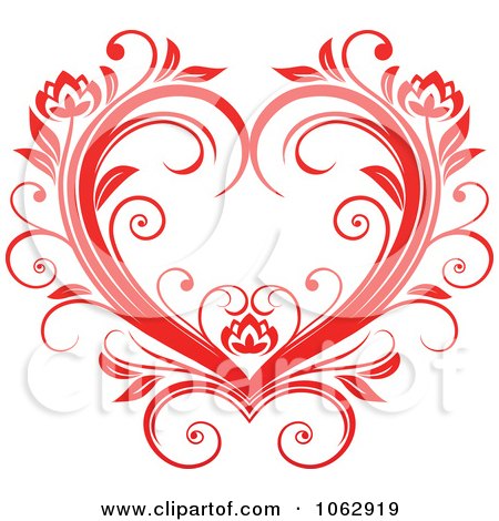 Clipart Floral Red Heart 3 - Royalty Free Vector Illustration by Vector Tradition SM