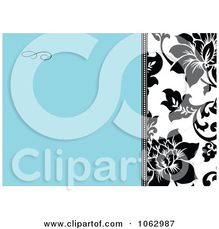 Clipart Blue, Black And White Floral Invite Background 1 - Royalty Free Vector Illustration by BestVector