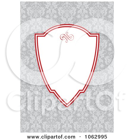 Clipart White Shield And Gray Floral Background - Royalty Free Vector Illustration by BestVector