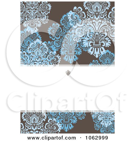 Clipart Blue, Brown And White Damask Invitation Background - Royalty Free Vector Illustration by BestVector