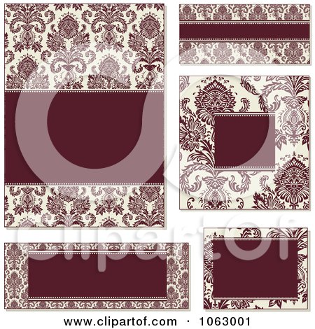 Clipart Red And Beige Damask Frames Digital Collage 2 - Royalty Free Vector Illustration by BestVector