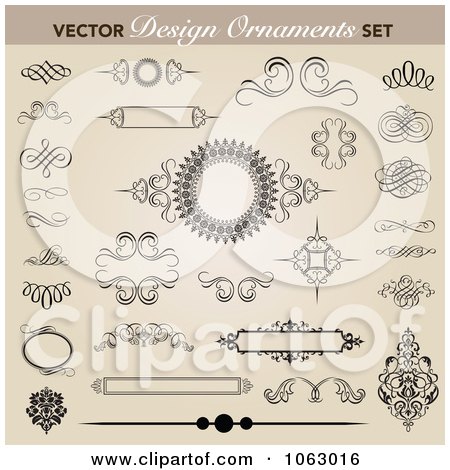 Clipart Swirl Design Elements Digital Collage - Royalty Free Vector Illustration by BestVector