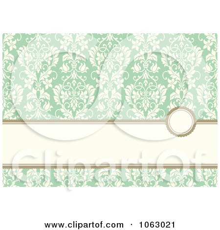 Clipart Green And White Floral Invite Background - Royalty Free Vector Illustration by BestVector