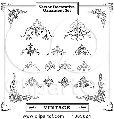 Clipart Vintage Design Elements Digital Collage 1 - Royalty Free Vector Illustration by BestVector