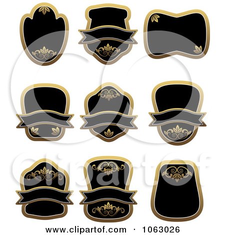 Clipart Blank Gold And Black Labels Digital Collage 13 - Royalty Free Vector Illustration by Vector Tradition SM