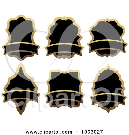 Clipart Blank Gold And Black Labels Digital Collage 8 - Royalty Free Vector Illustration by Vector Tradition SM
