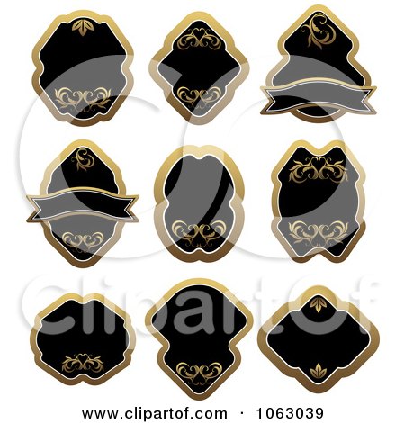Clipart Blank Gold And Black Labels Digital Collage 14 - Royalty Free Vector Illustration by Vector Tradition SM