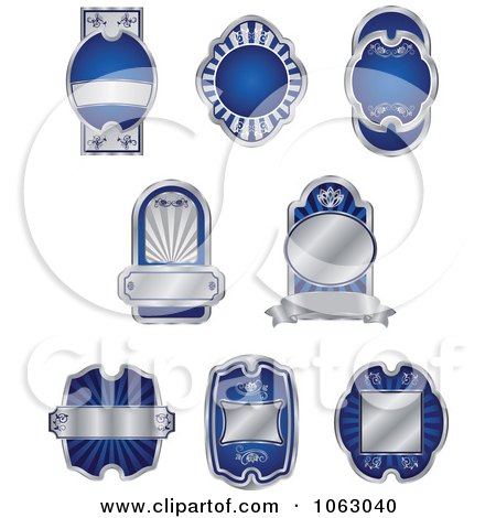 Clipart Blank Silver And Blue Labels Digital Collage 5 - Royalty Free Vector Illustration by Vector Tradition SM
