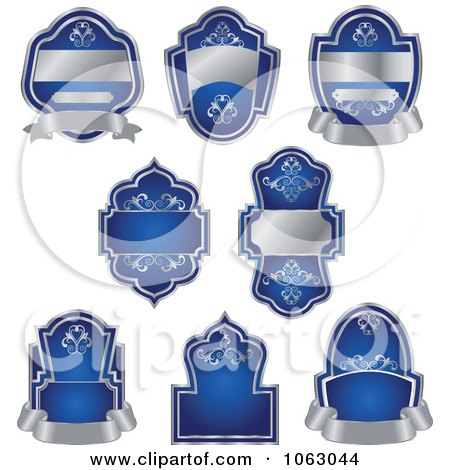 Clipart Blank Silver And Blue Labels Digital Collage 1 - Royalty Free Vector Illustration by Vector Tradition SM