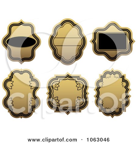 Clipart Blank Gold And Black Labels Digital Collage 12 - Royalty Free Vector Illustration by Vector Tradition SM