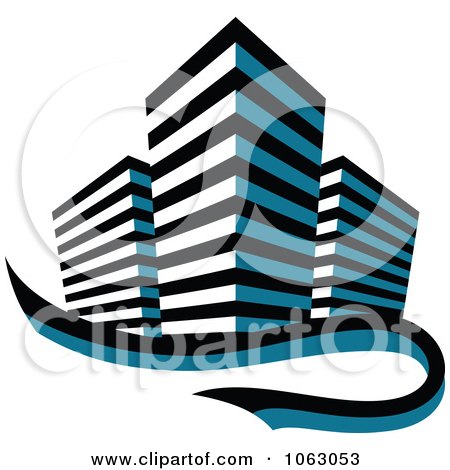 Clipart Blue Skyscraper Logo 42 - Royalty Free Vector Illustration by Vector Tradition SM