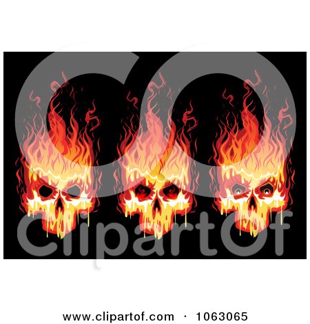 Clipart Fiery Skulls Digital Collage - Royalty Free Vector Illustration by Vector Tradition SM