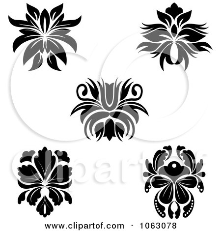 Clipart Black And White Flourishes Digital Collage 8 - Royalty Free Vector Illustration by Vector Tradition SM