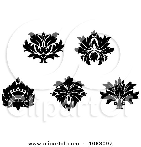 Clipart Black And White Flourishes Digital Collage 14 - Royalty Free Vector Illustration by Vector Tradition SM