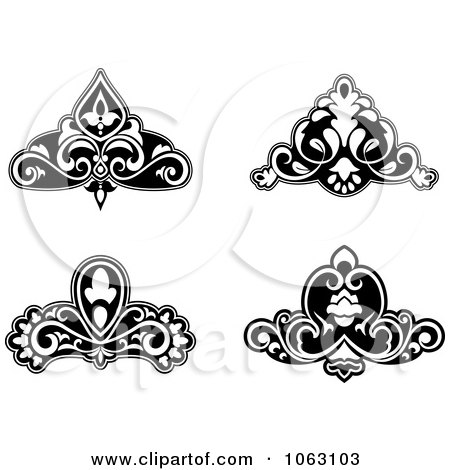 Clipart Black And White Flourishes Digital Collage 4 - Royalty Free Vector Illustration by Vector Tradition SM
