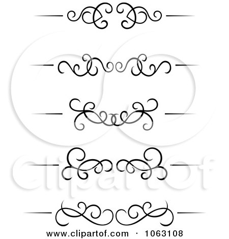 Clipart Black And White Flourish Borders Digital Collage 5 - Royalty Free Vector Illustration by Vector Tradition SM