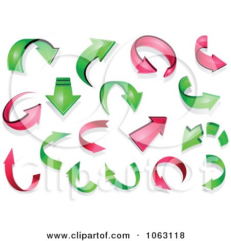 Clipart 3d Pink And Green Arrows Digital Collage - Royalty Free Vector Illustration by Vector Tradition SM