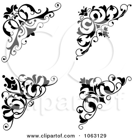 Clipart Floral Corner Elements Digital Collage 1 - Royalty Free Vector Illustration by Vector Tradition SM