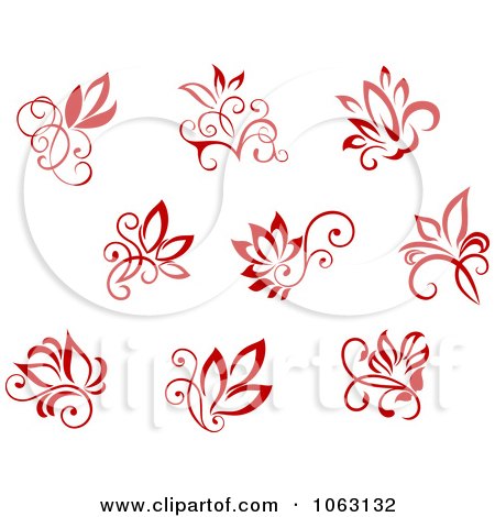 Clipart Red Flourishes Digital Collage 3 - Royalty Free Vector Illustration by Vector Tradition SM
