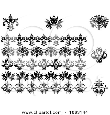 Royalty-Free (RF) Black And White Flourish Clipart, Illustrations